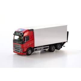 VOLVO FH 6x4 rood met opbouw en achterklep Miniatuurr 