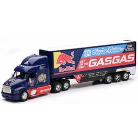 PETERBILT 6x4 met 3-assige GASGAS Redbull-trailer Miniatuurr 