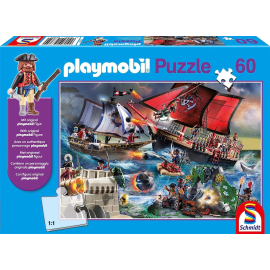 PLAYMOBIL Puzzel van 60 stukjes Piraten met beeldje 