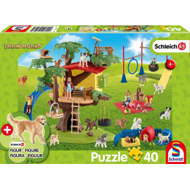 40-delige puzzel SCHLEICH Happy Dogs met beeldje 