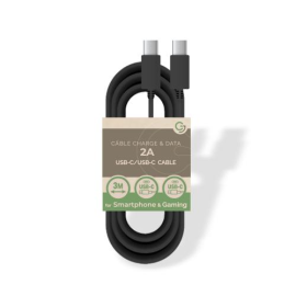 USB C/USB C 5V/2A charge/data cable - 3m - Bulk - Black 