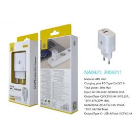 3.4A power outlet - 1 USB port (18w) and 1 Type C port (20w) - NA0421 - White 