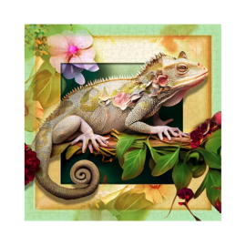 Wooden puzzle – Chameleon and Flowers – 550 pcs (50 unique pcs) Puzzel 