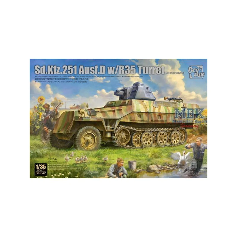 BORDER MODEL: 1/35; Sd.Kfz.251 /1 Ausf.D with R35 turret with PE and workable tracks Militaire modelbouw