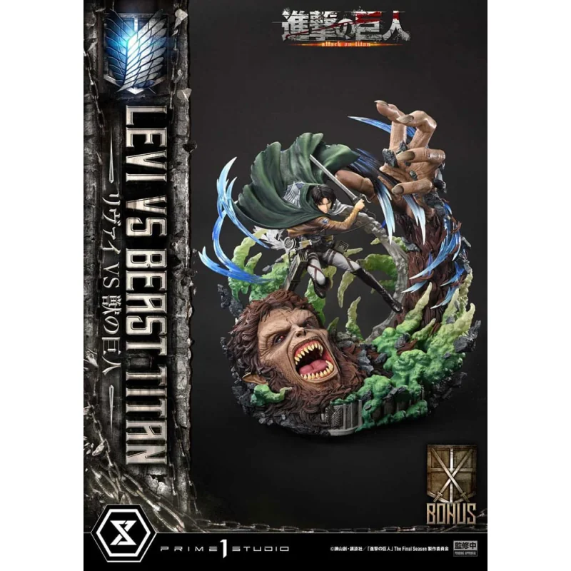 Attack on Titan - Ultimate Premium Masterline Series 1/4 Levi Versus Beast Titan Bonus Version 73 cm Beeldjes 