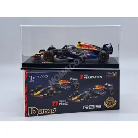 RED BULL F1 RB19 TEAM ORACLE RED BULL RACING 1 MAX VERSTAPPEN GRAND PRIX AUSTIN 2023 1ER (PACKAGING PREMIUM AVEC CASQUE) Miniatu