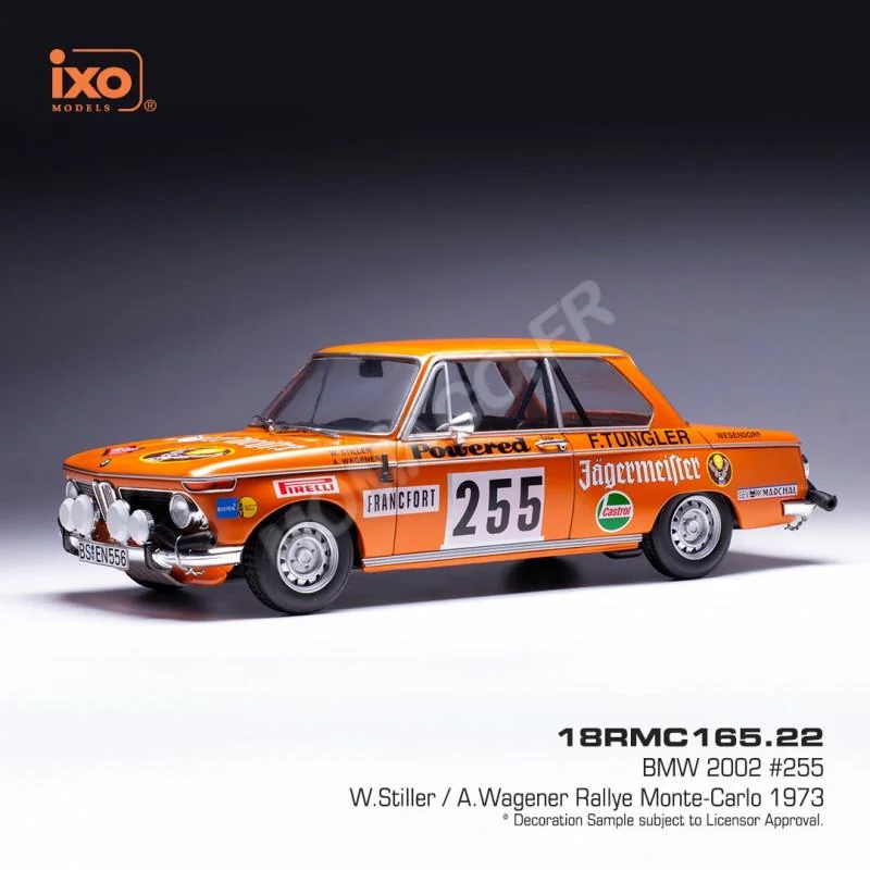 BMW 2002 JÄGERMEISTER 255 STILLER/WAGENER RALLYE WM MONTE-CARLO 1973 Miniatuur 