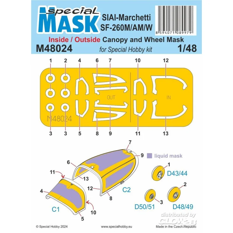 SIAI-Marchetti SF-260M/AM/W INSIDE/OUTSIDE MASK Schaalmodel 