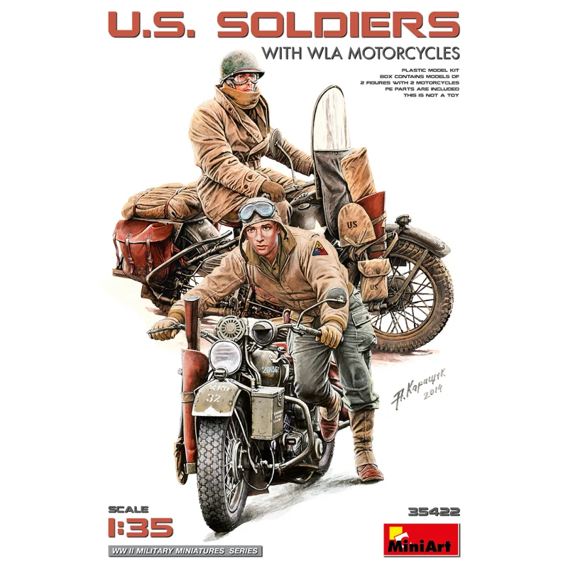 US SOLDIERS WITH WLA MOTORCYCLES This kit features US soldiers with WLA motorcycles, providing a detailed representation of thes