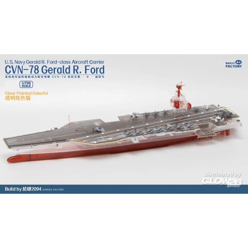 Clear Painted Colorful US Navy Gerald R. Ford-class aircraft carrier- USS Gerald R. Ford CVN-78 Schaalmodel 