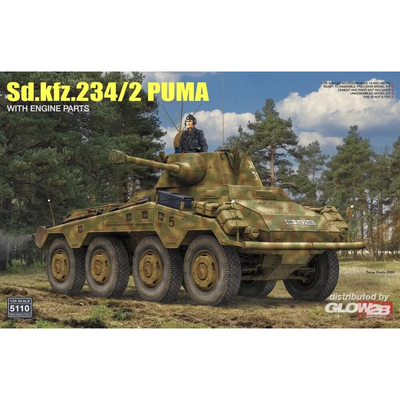 Sd.kfz 234/2 Puma w/ Engine Parts Schaalmodel 