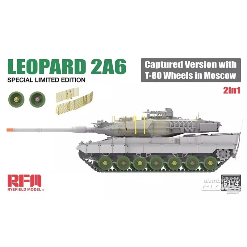 Leopard 2A6 Captured Version with T-80 Wheels in Moscow 2 in 1 Limited Edition Schaalmodel 