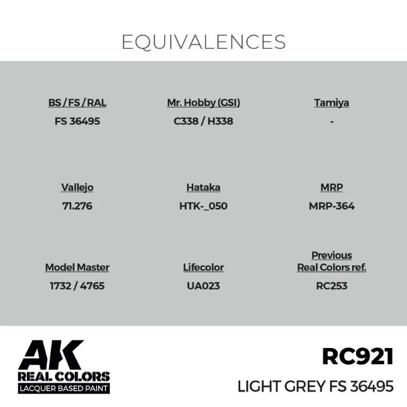 AK INTERACTIVE: Real Colors Light Grey FS 36495 17 ml. AK Interactive