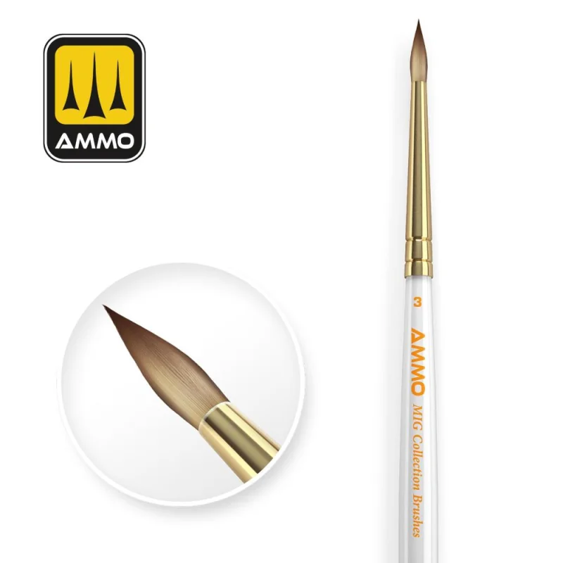 AMMO of MIG: AMMO MIG Collection Brushes Conical Ø3 brush Pincetten 