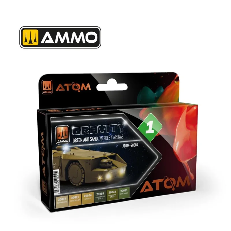 AMMO of MIG: ATOM Gravity Set 1 - Green and Sand (6 Paints Per Set) Acrylverf 