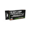 AK INTERACTIVE: Real Colors US Navy&USMC Modern Aircraft&Helicopter Colors SET Acrylverf 