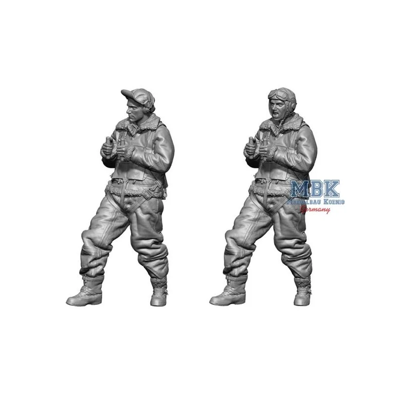 WW2 US Bomber Bomber waist Gunner 2 heads 1:72 Figuren 