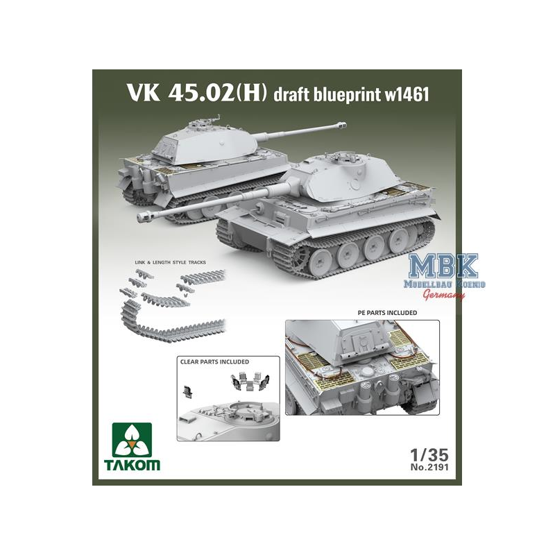 TAKOM MODEL: 1/35; VK 45.02(H) draft blueprint w 1461 Militaire modelbouw