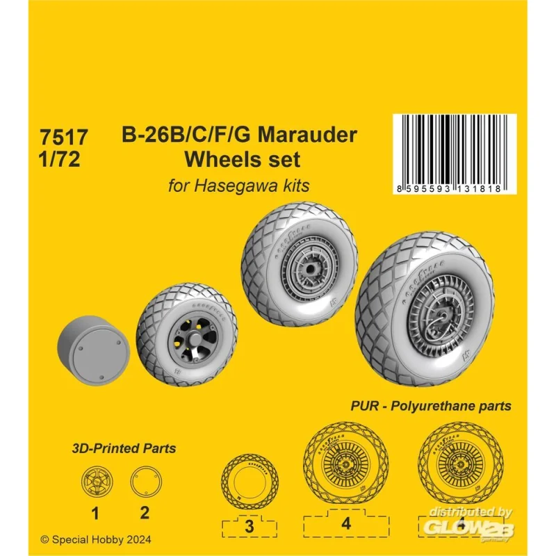 B-26B/C/F/G Marauder Wheels set / for Haseg. and Edu kits 