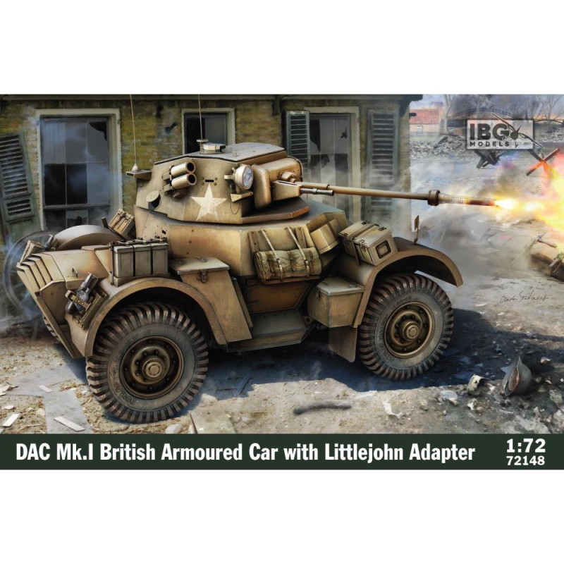 IBG MODELS: 1/72 - DAC Mk.I British Armoured Car with Little John Adapter Schaalmodel 