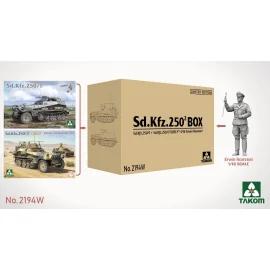 TAKOM MODEL: 1/35; Sd.Kfz.250² Box Sd.Kfz.250/1+Sd.Kfz.250/3"GREIF"+1/16 Erwin Rommel (Limited edition) Schaalmodel 