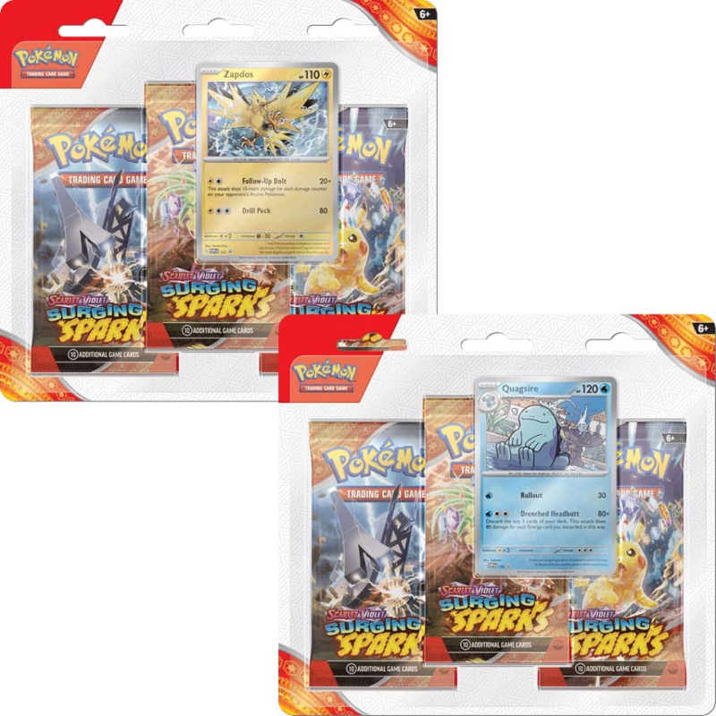 Pokémon TCG Scarlet & Violet 08 pack 3 blister boosters Surging Sparks *ENGLISH* Set (2) 