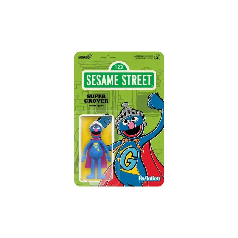 1, Sesame Street ReAction Figure Wave 03 Super Grover 10 cm Figuurtje 