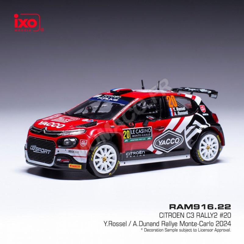 CITROEN C3 RALLY 2 20 ROSSEL/DUNAND WRC RALLY MONTE-CARLO 2024 Miniatuur 