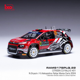 CITROEN C3 RALLYE 2 21 GRYAZIN/ALEKSANDROV WRC RALLYE MONTE-CARLO 2024 Miniatuur 