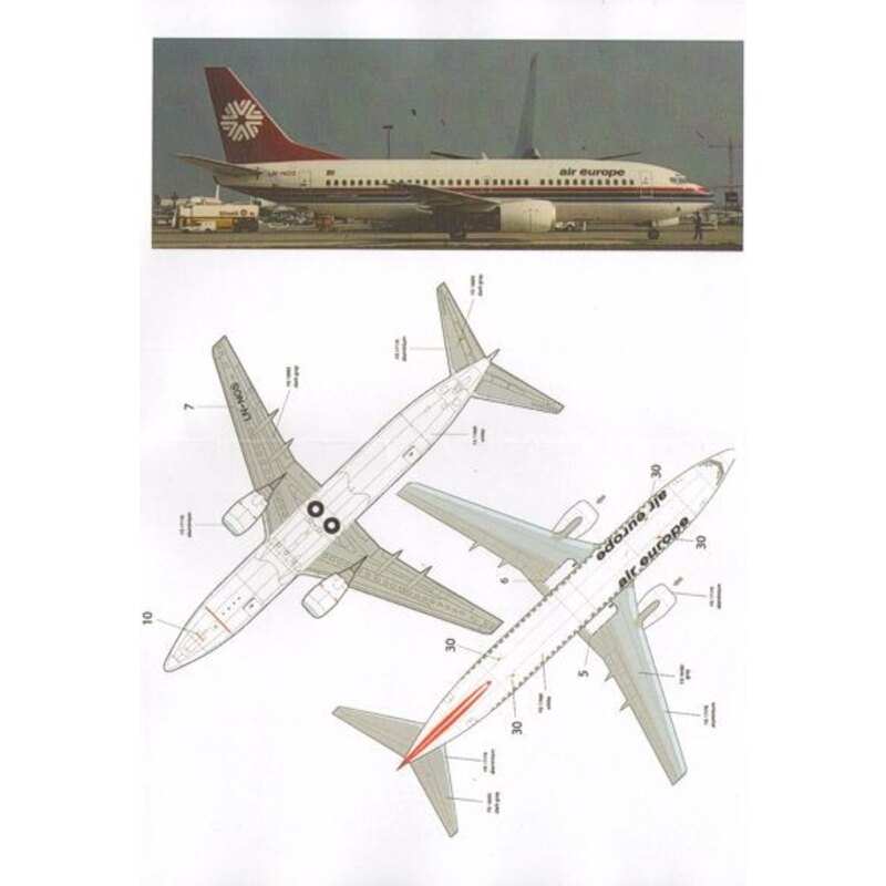 Norway Airlines Boeing 737-300 also includes the Air Europe version. Cockpit windows for both Minicraft and Skyline models.