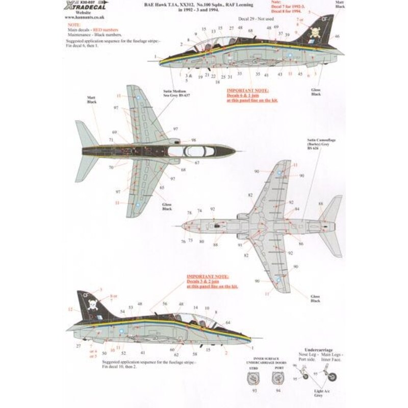 BAe Hawk T.1A (2) XX249 4th FTS 70th Anniversary 1921 Abu Sueir-Valley 1991, Red/White/Blue/Lt. Aircraft Grey camo; XX312/CF 100