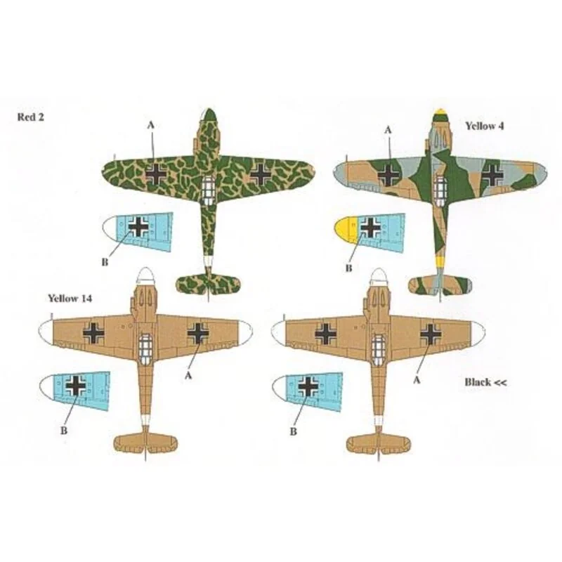 Messerschmitt Bf 109F-4. Markings for ′Red 2′ 8./JG 27 ′Yellow 4′ 9./JG 27 Pilot: Obfw. Eberhard von Boremski ′Yellow 14′ 3./JG 