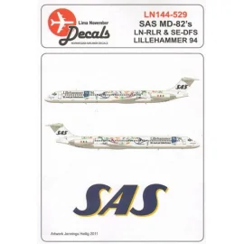 McDonnell-Douglas MD-82 SAS 1994 winter Olympic Games special livery SE-DFS and LN-RLR Lillehammer 94.