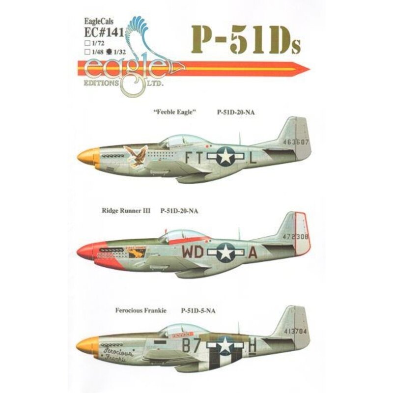 P-51D Mustang Part 3 (3) 44-63607 FT-L 354th FG Lt.Col.Glenn T. Eagleston yellow nose; 44-72308 WD-A 4th FG Maj Peirce W.McKinno