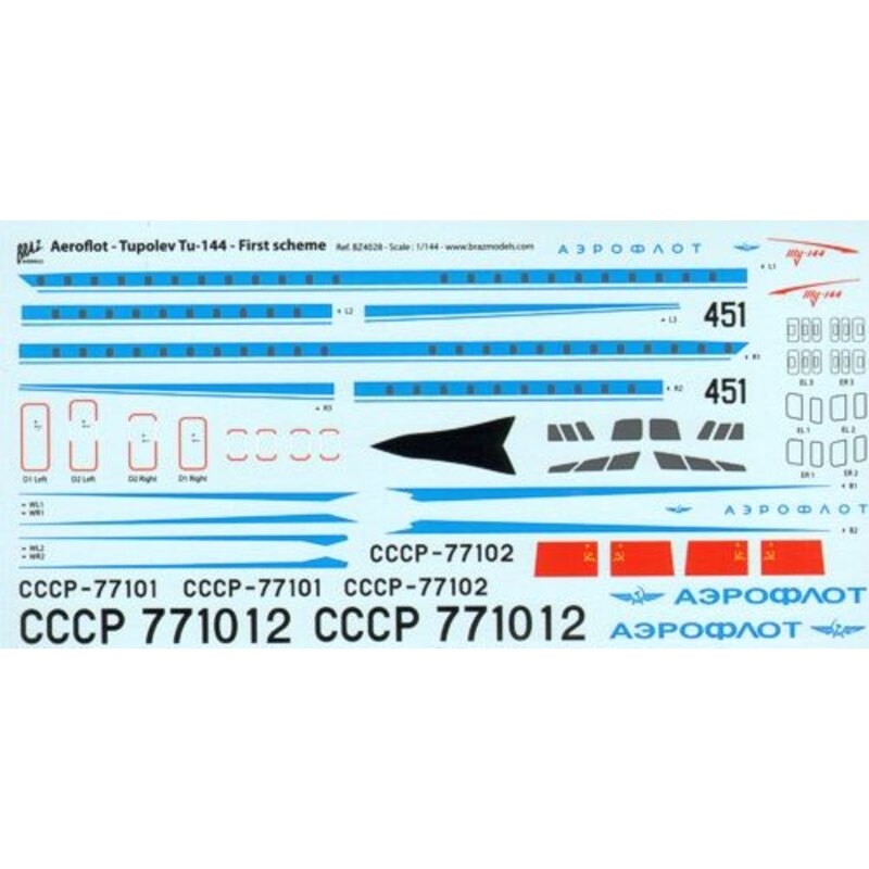 Tupolev Tu-144 Aeroflot CCCP-77101/77102 First Scheme(for ICM kits)