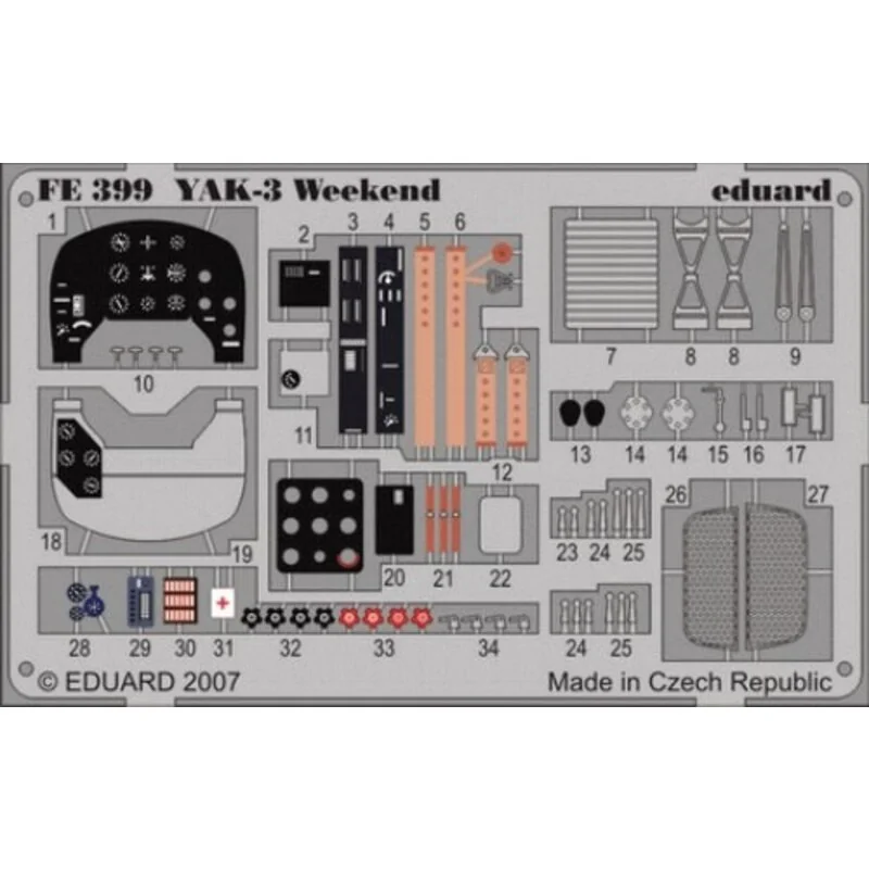 Yakovlev Yak-3 PRE-PAINTED IN COLOUR! (designed to be assembled with model kits from Eduard) This Zoom set is a simplified versi