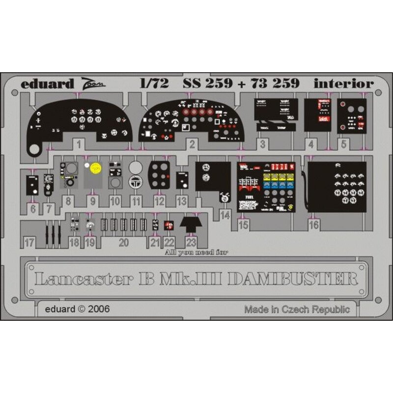 Avro Lancaster Mk.I/III Dambuster interior PRE-PAINTED IN COLOUR! (designed to be assembled with model kits from Hasegawa) This 