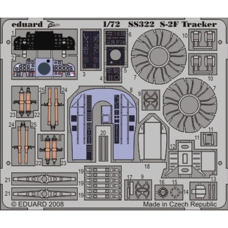 S-2F Tracker PRE-PAINTED IN COLOUR! (designed to be assembled with model kits from Hasegawa) This Zoom set is a simplified versi