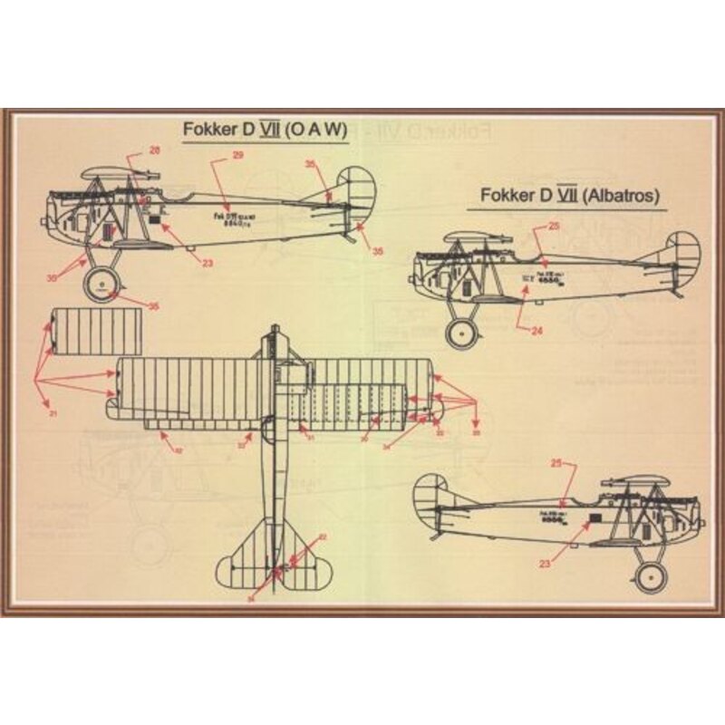 Fokker D.VII Pt 1 (12) Jasta 65 with group of igures on fuselage; Jasta 6 with black.white stripes on nose and tail; Jasta 10 ye