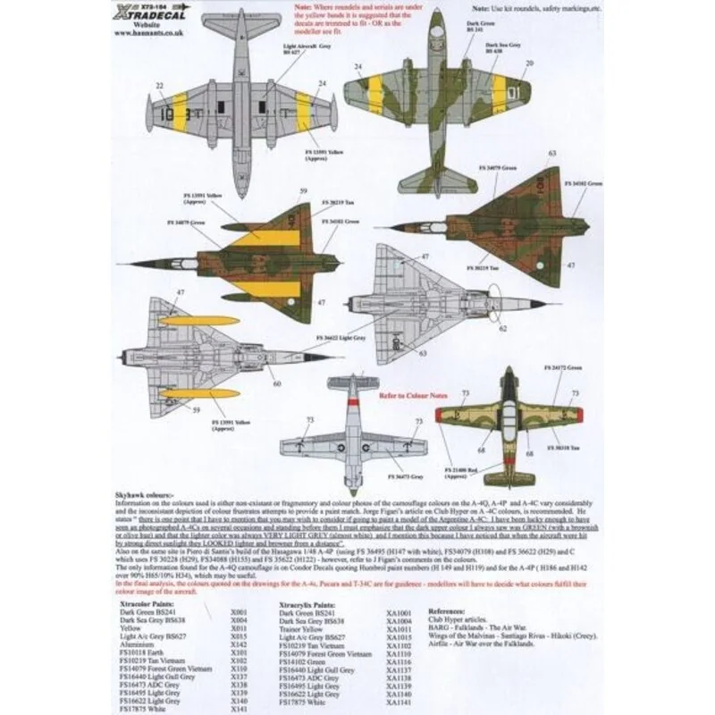 Back in stock. Falklands War 1982 Argentina (11) Douglas A-4B Skyhawk (A-4P) C-212 Grupo 5 (sank HMS Coventry) ; (A-4Q) 3-A-305 