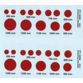Sticker Japanese Hinomaru, White outline (dia 550, 650, 750, 850, 950, 1050, 1150, 1250, 1350 mm), 2 sets 