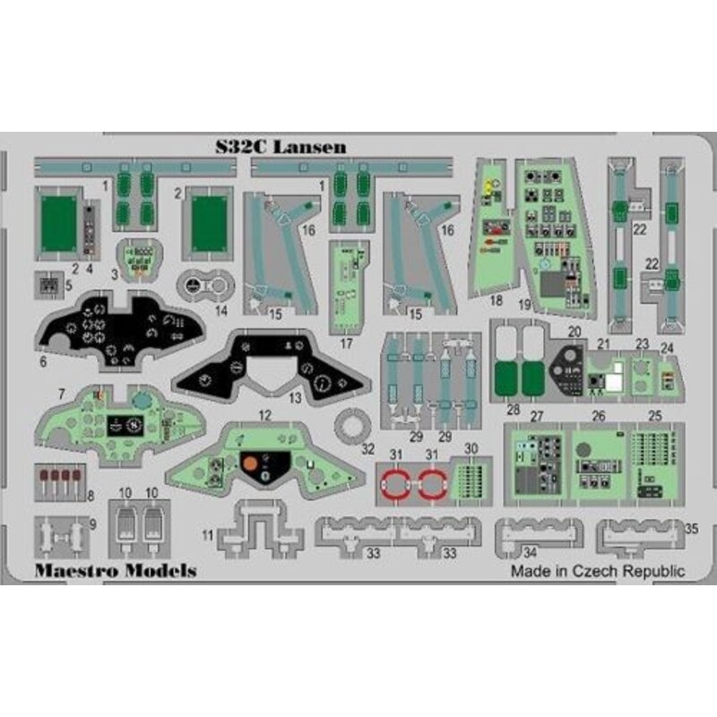 S32C Lansen cockpit interior set PRE-PAINTED (designed to be used with Tarangus kits)