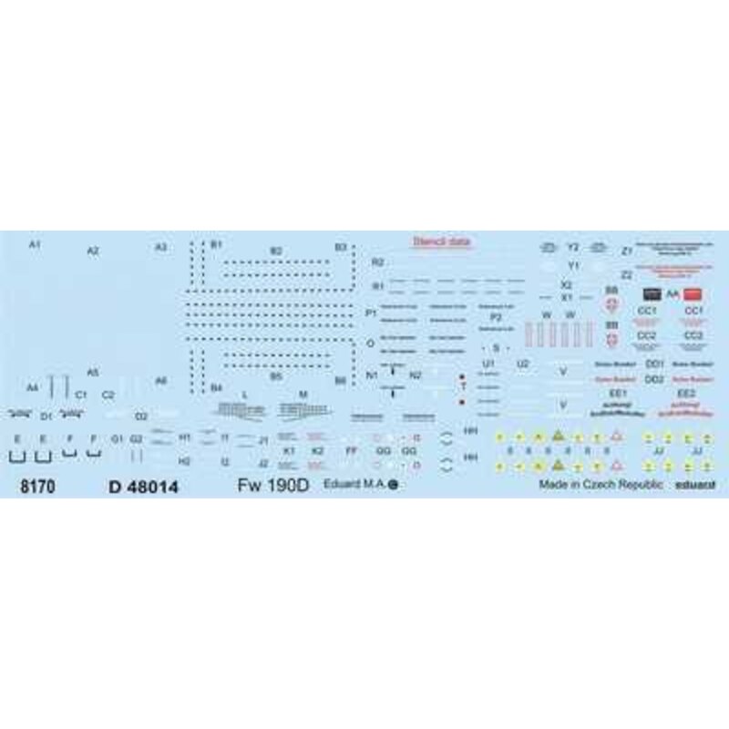 Focke-Wulf Fw 190D stencils 1/48 - A complete set of instruction and maintenance stencils for the Fw 190D in black and white v