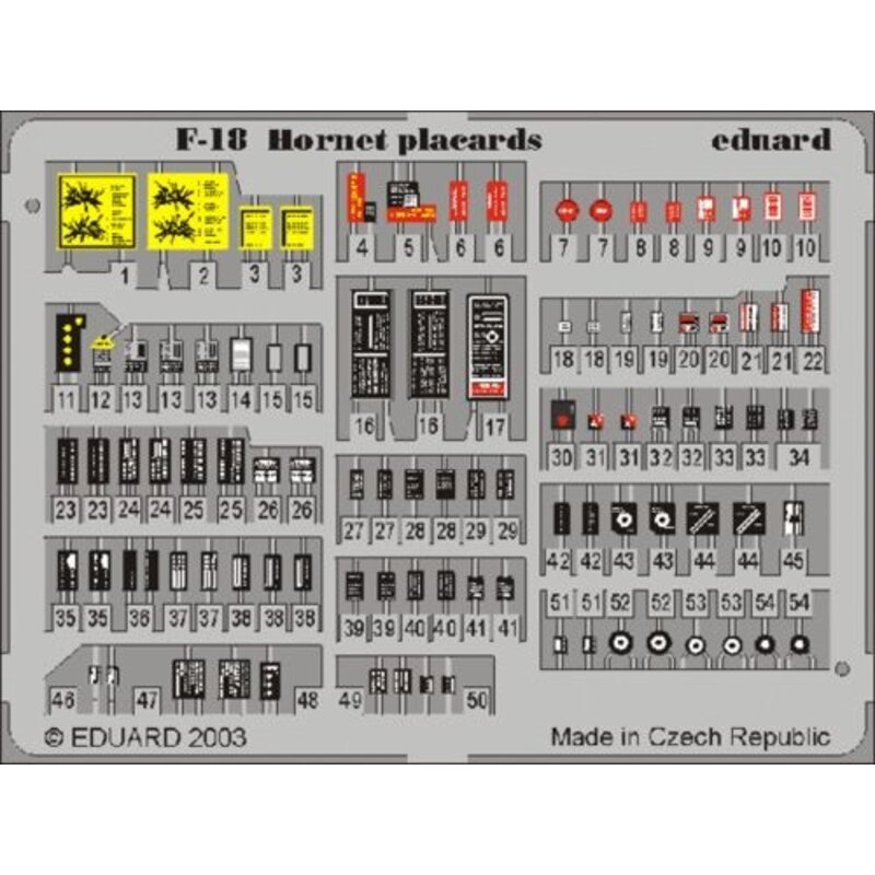 McDonnell Douglas F/A-18 Hornet Placards PRE-PAINTED IN COLOUR! (designed to be assembled with model kits from Academy)
