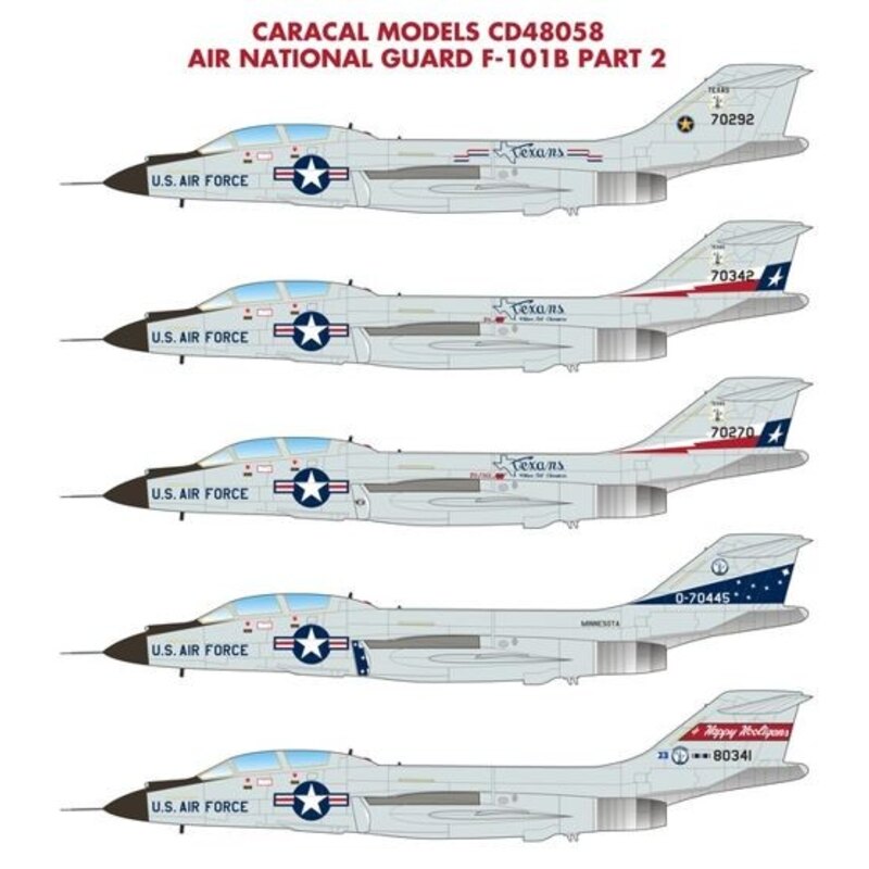 Air National Guard McDonnell F-101B Voodoo Part 2: This follow-on to our first F-101B sheet (long sold out) features F-101B mark