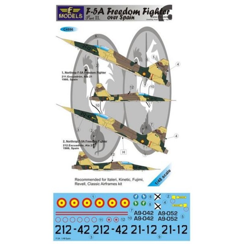 Northrop F-5A Freedom Fighter over Spain Part II (designed to be used with Italeri, Kinetic, Fujimi, Revell and Classic Airframe