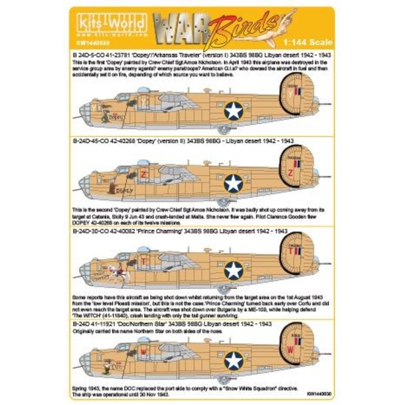 Consolidated B-24D 343 BS 98 BG - CO 41-23781/42-40268 Dopey/Arkansas Traveller - versions I – II