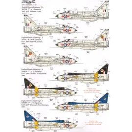 EE/BAC Lightning T.4/T.5 Part 1 (9) Mk.T.4 XM974/T 74 Sqn Black fin and spine RAF Leuchars 1965 - XM995/T 92 Sqn Blue fin and sp