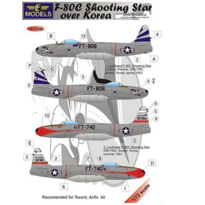 Lockheed F-80C Shooting Star over Korea (decal and mask included) (designed to be used with Sword and Airfix kits)