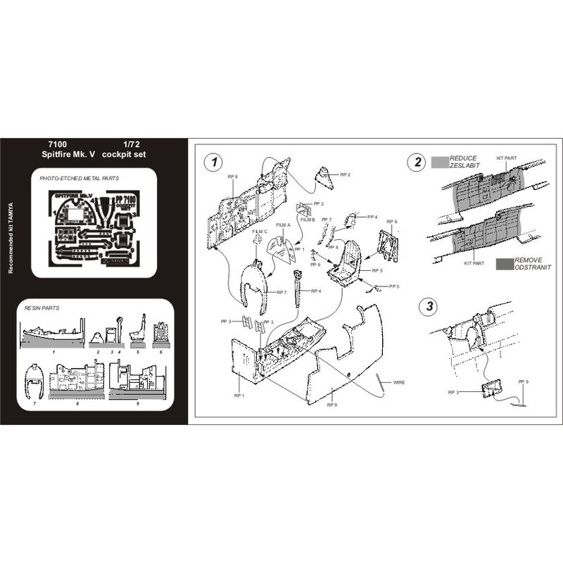 Supermarine Spitfire Mk.V cockpit set (designed to be assembled with model kits from Tamiya)